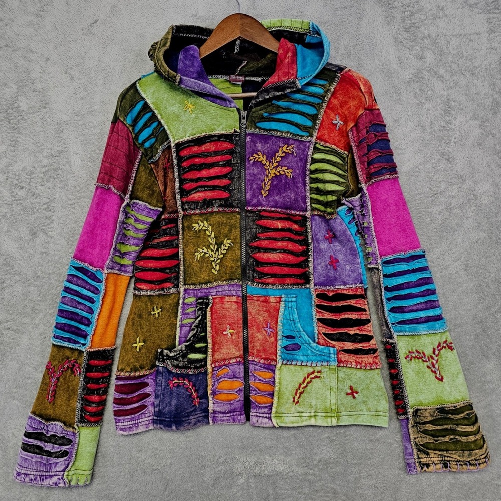 Kpc Patchwork Full Zip Jacket Boho Gypsy Festival… - image 2